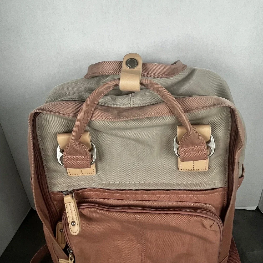 Himawari Travel Backpack Pink Beige‎ Nylon Multi Pocket School Laptop Bag